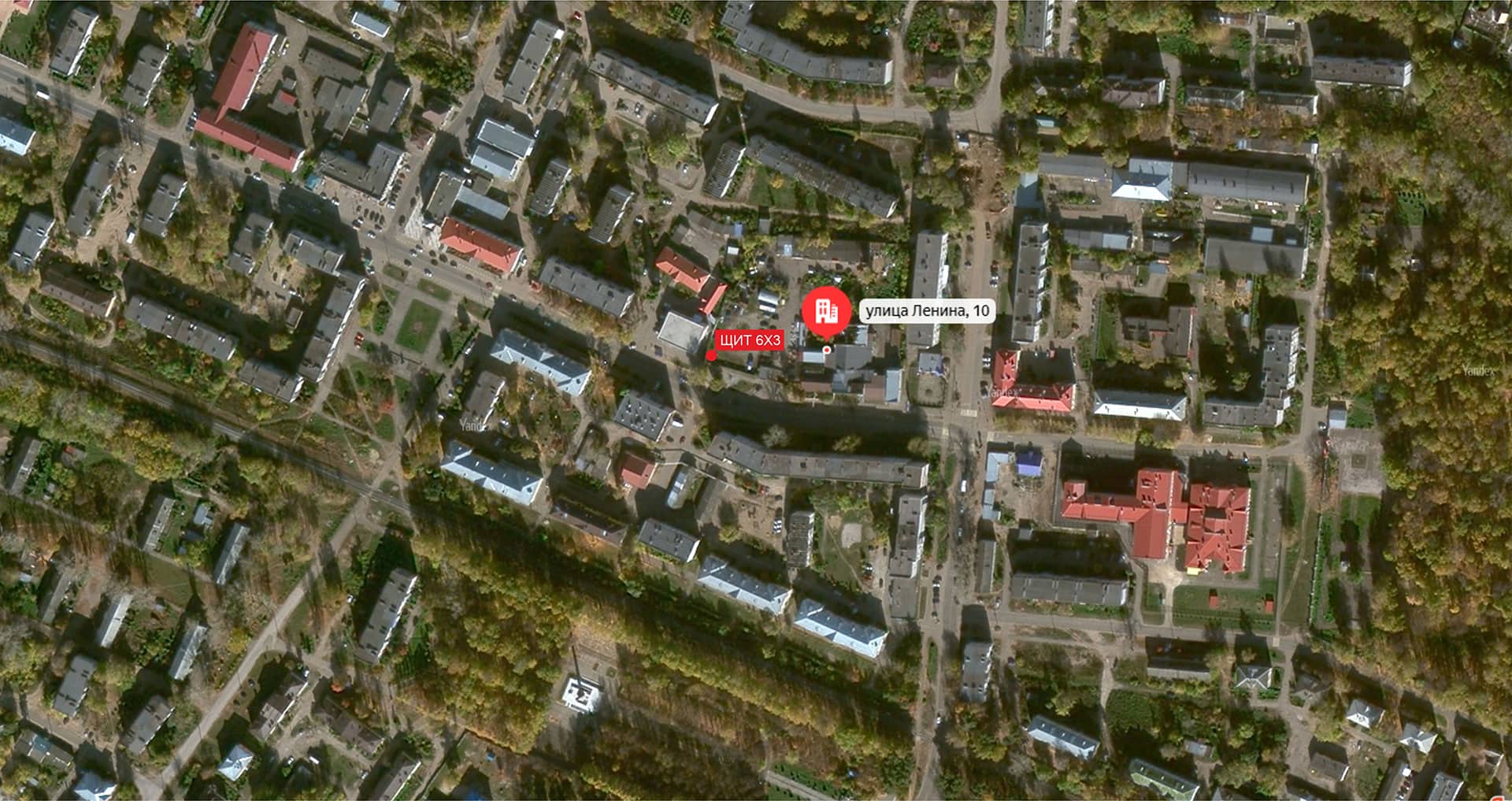 Карта расположения рекламного щита по ул. Ленина, 10